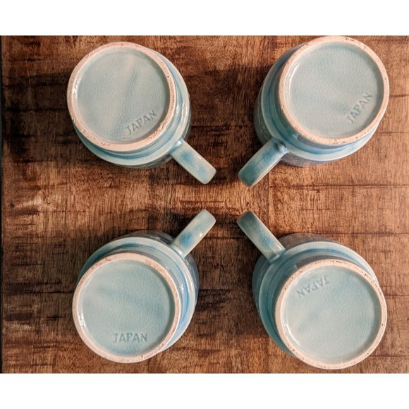 Vintage Set of Stacking Mugs/Teacups, Sky Blue Featuring Peacocks/Pheasants - Ma - Picture 8 of 9